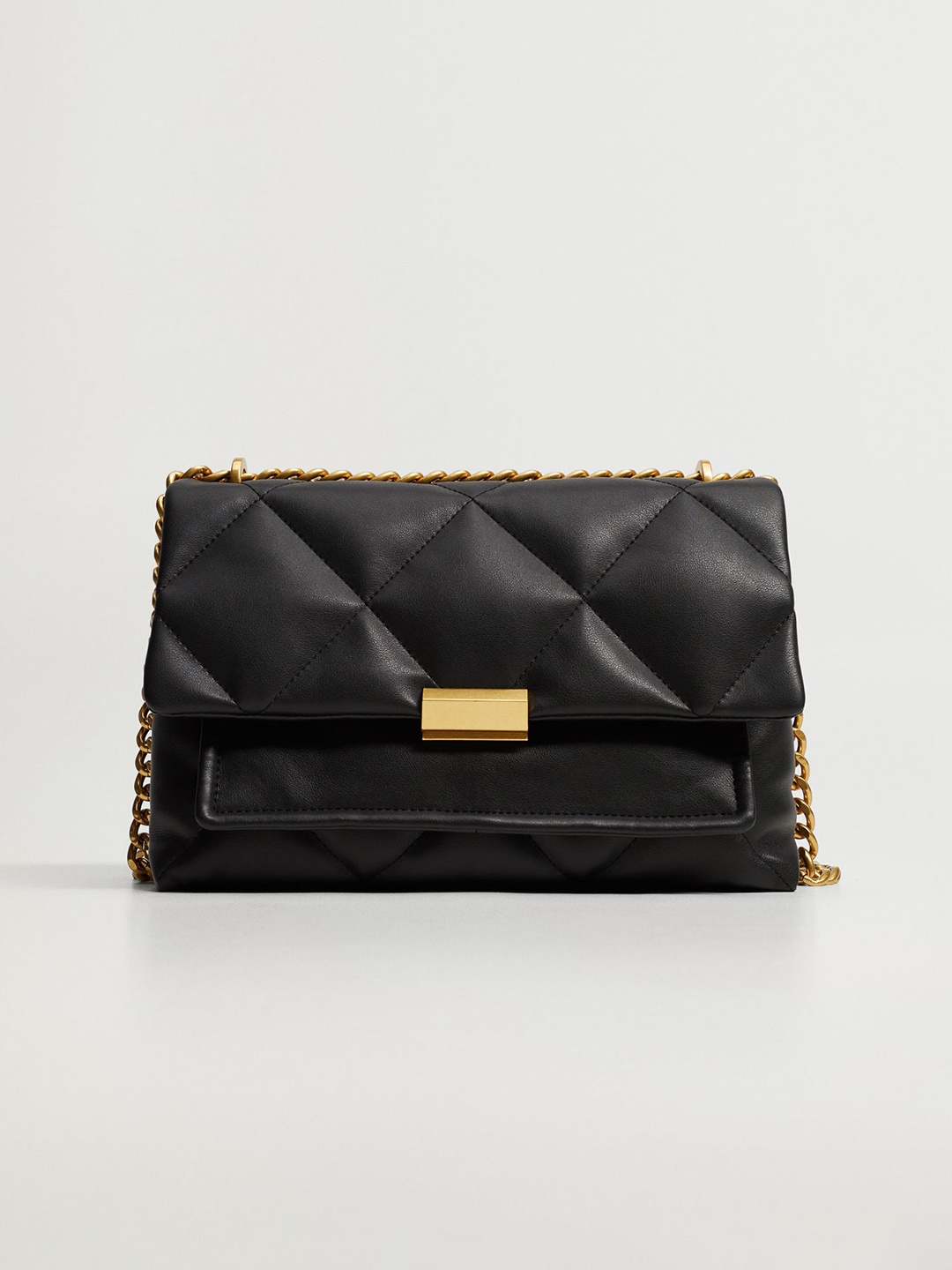 

MANGO Women Black Quilted Shoulder Bag