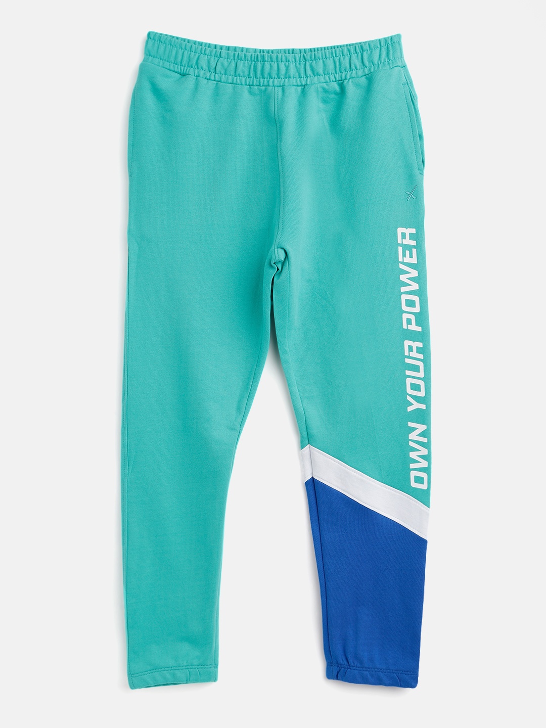 

HRX By Hrithik Roshan U-17 Girls Pool Green Slim Fit Bio-Wash Cotton Lifestyle Joggers, Sea green