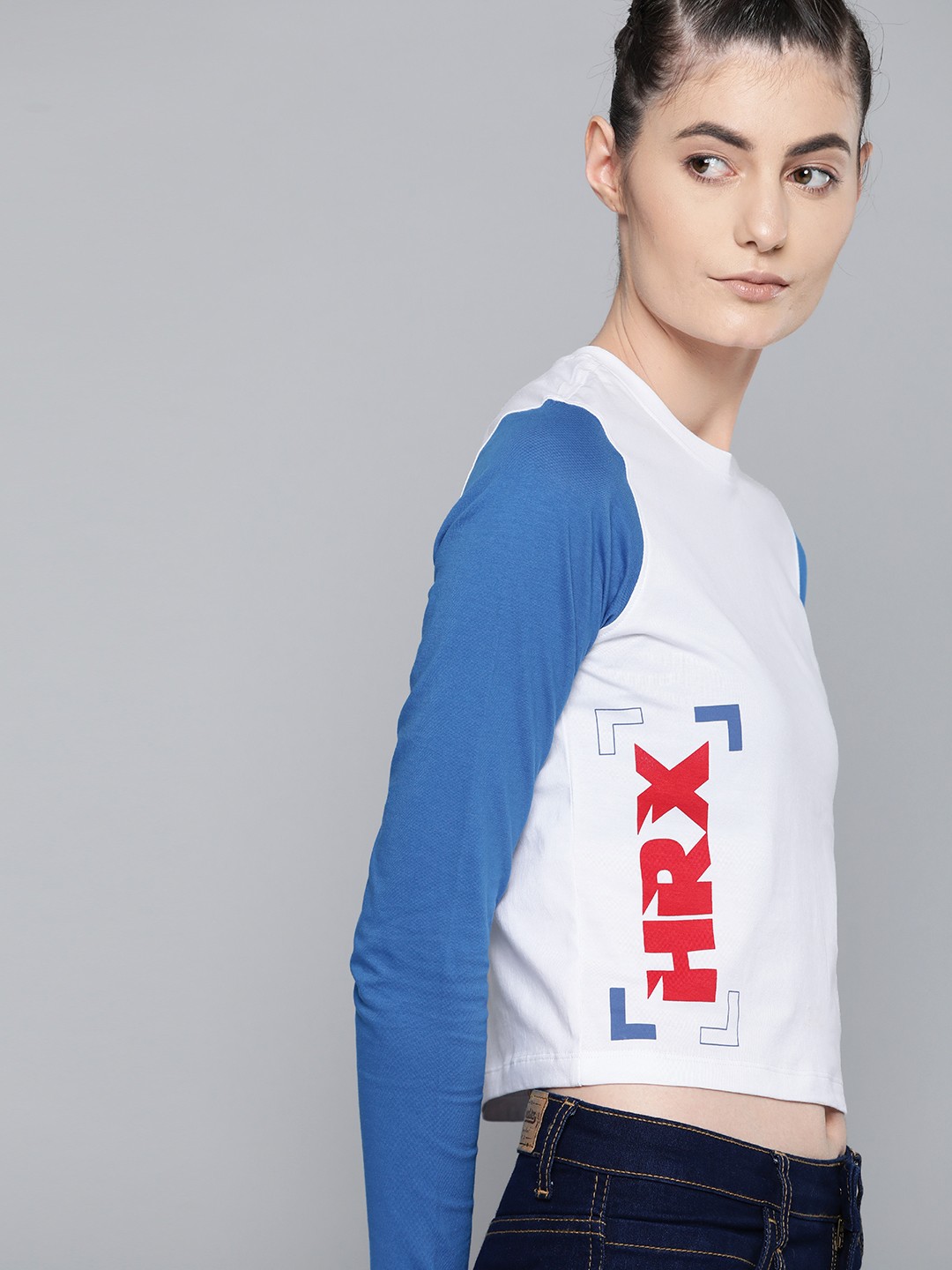 

HRX By Hrithik Roshan Women Optic White Colourblock Bio-Wash Lifestyle Tshirt