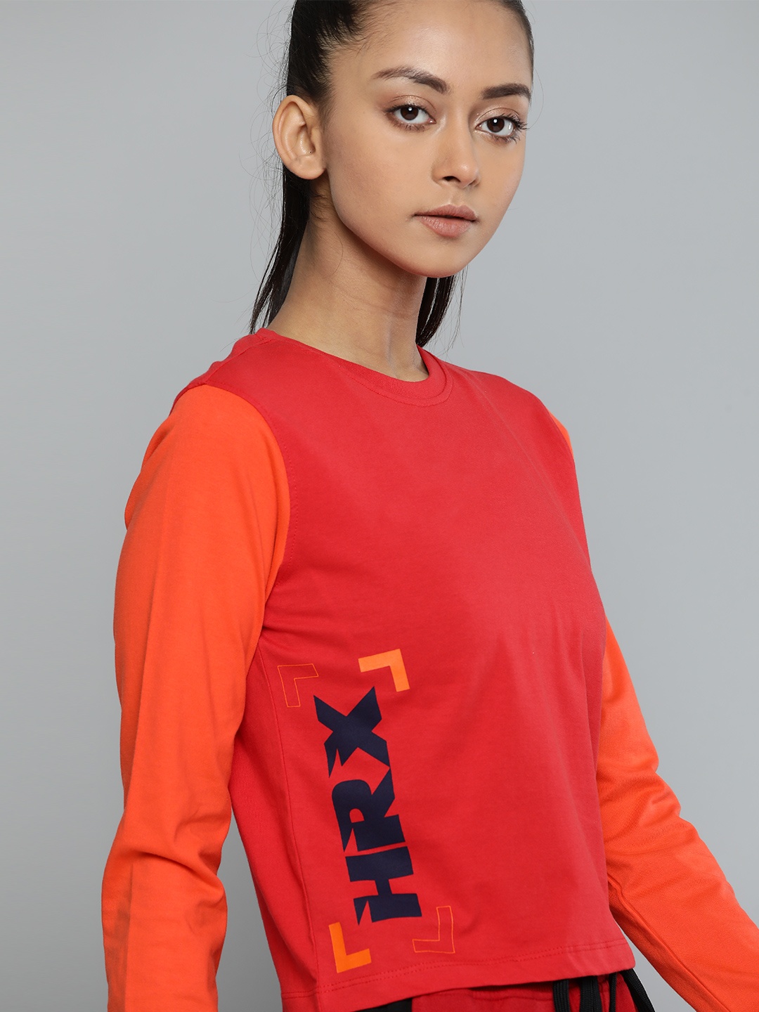 

HRX By Hrithik Roshan Women High Risk Red Colourblock Bio-Wash Lifestyle Tshirt