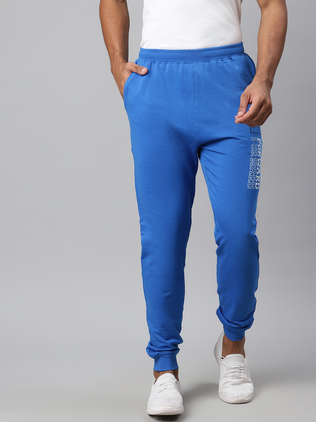 

HRX By Hrithik Roshan Men Strong Blue Solid Slim Fit Bio-Wash Lifestyle Joggers
