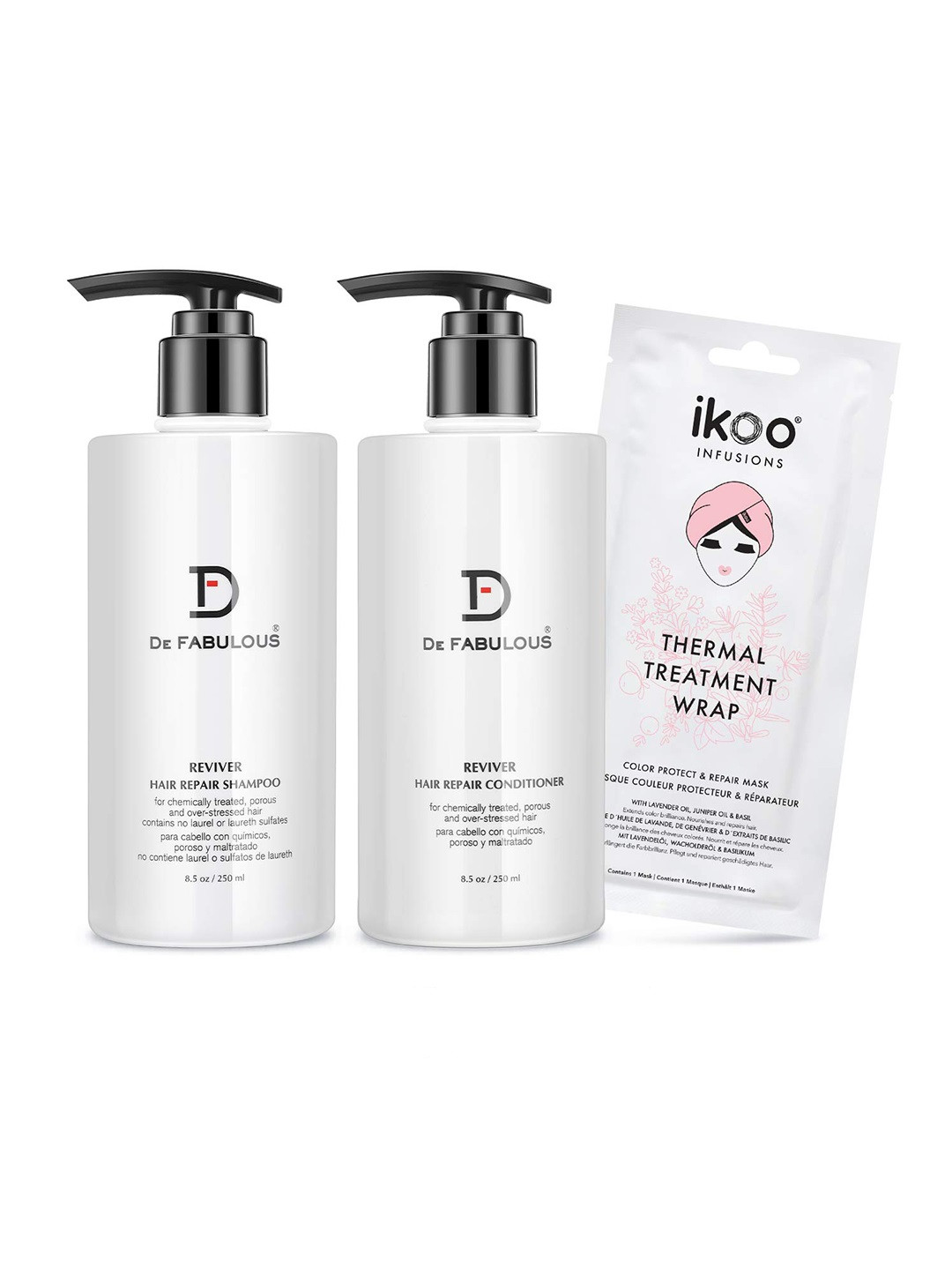 

De Fabulous Reviver Shampoo & Conditioner With Hair Mask 500ml, White
