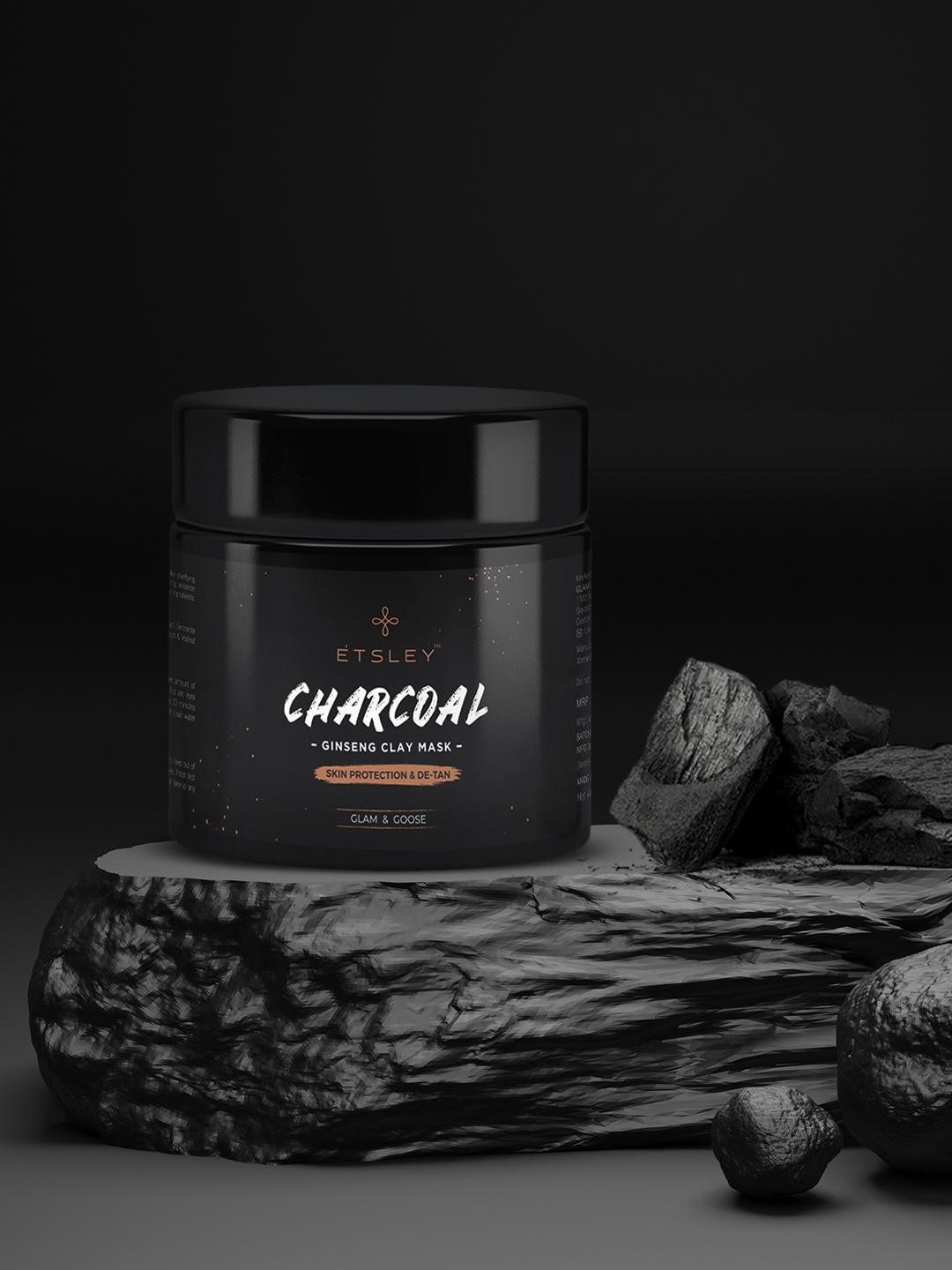 

ETSLEY Unisex Charcoal Ginseng Clay Mask Skin Protection & De-Tan, Black