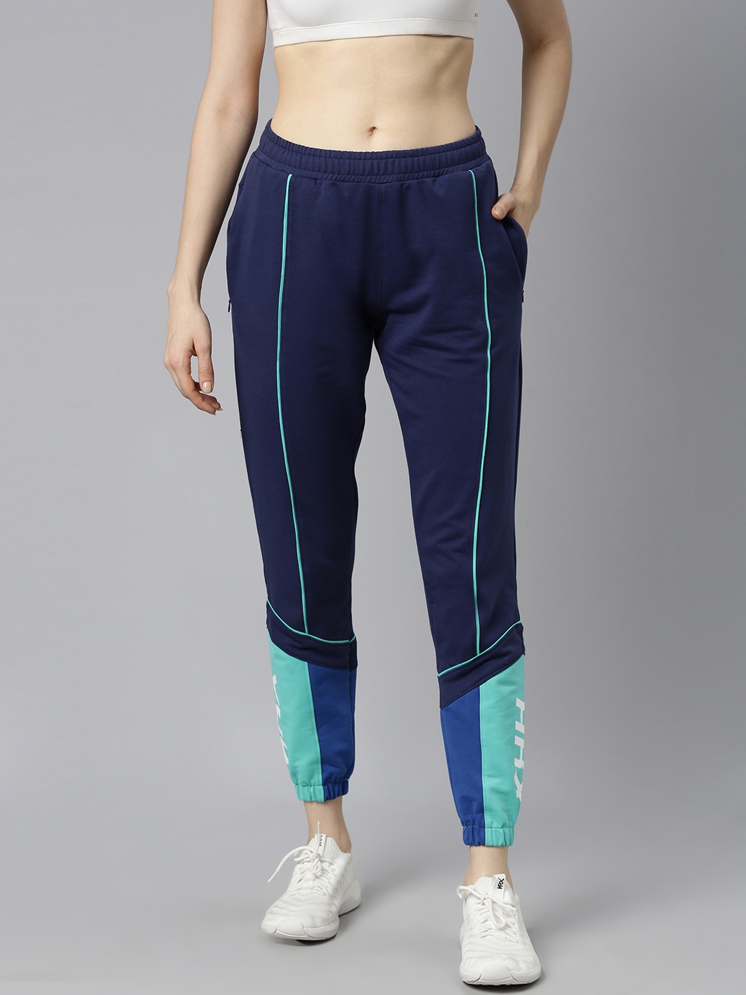 

HRX By Hrithik Roshan Women Medieval Blue Solid Regular Fit Bio-Wash Lifestyle Joggers