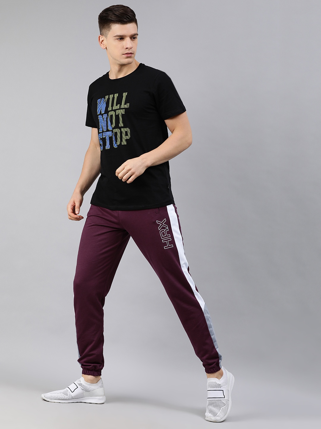 

HRX By Hrithik Roshan Men Burgundy Solid Bio-Wash Silicone Finish Lifestyle Joggers