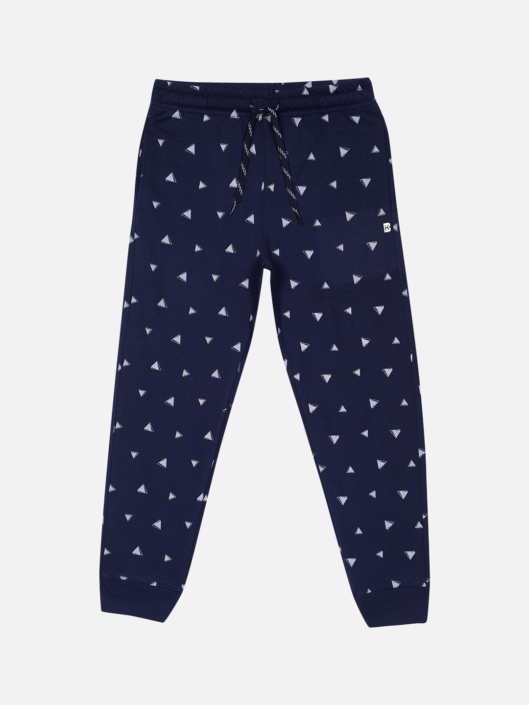 

PROTEENS Boys Navy Blue & White Printed Antiviral & Antibacterial Slim-Fit Joggers