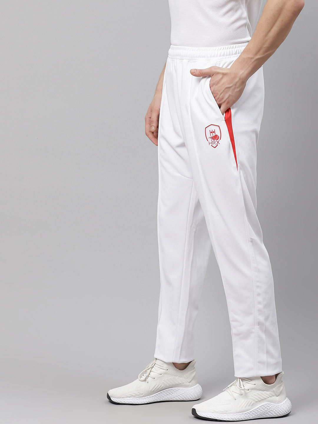 

HRX By Hrithik Roshan Men White Rapid-Dry Antimicrobial Anti-Static Cricket Track Pants