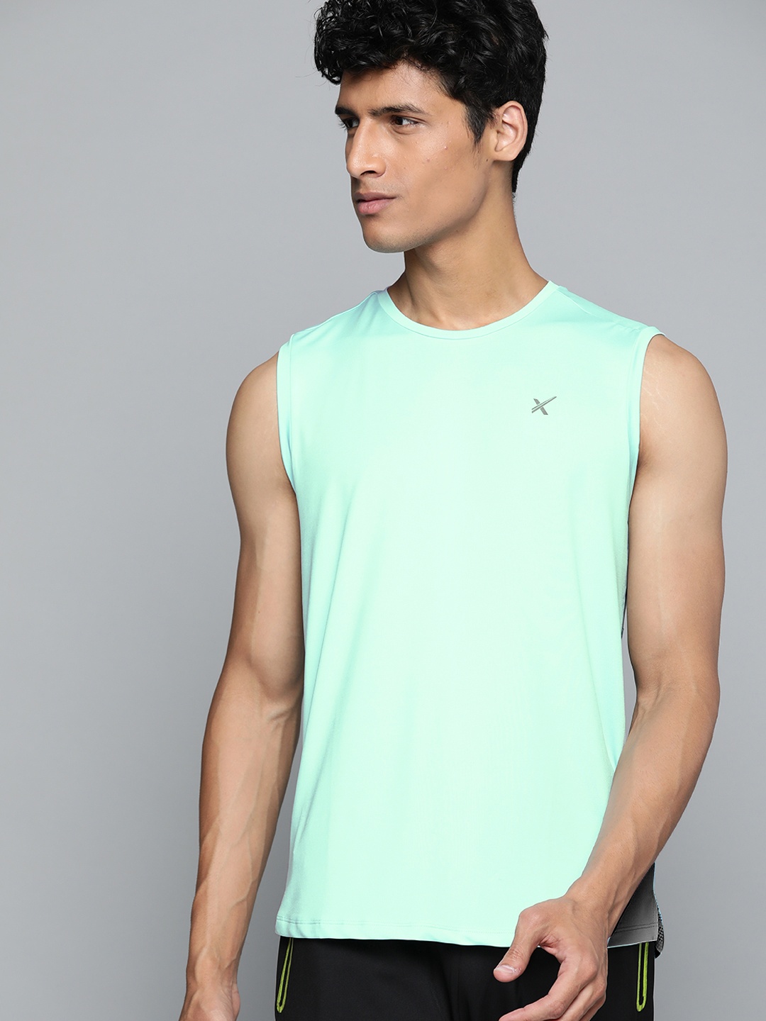 

HRX By Hrithik Roshan Men Tranquility Blue Rapid-Dry Antimicrobial Running T-shirt