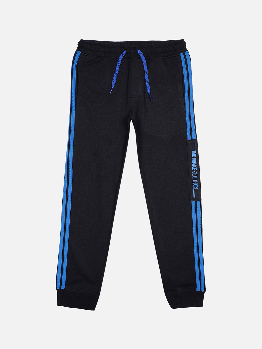

PROTEENS Boys Black & Blue Solid Antiviral & Antibacterial Slim-Fit Joggers