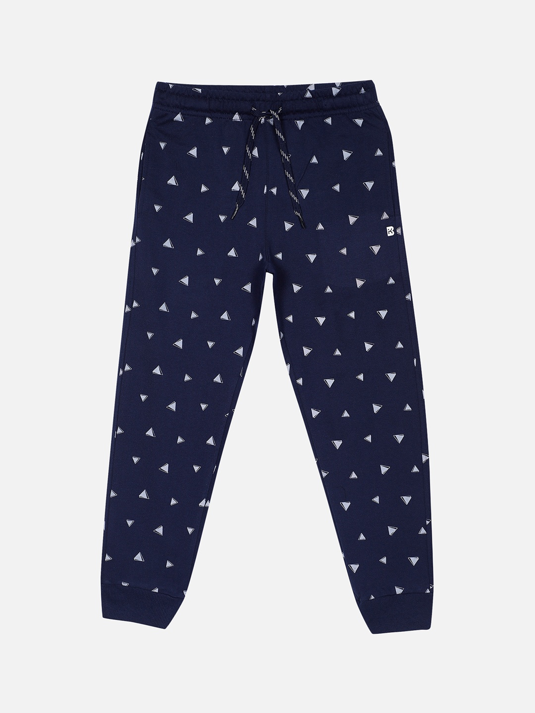 

PROTEENS Boys Navy Blue & White Printed Antiviral & Antibacterial Slim-Fit Joggers
