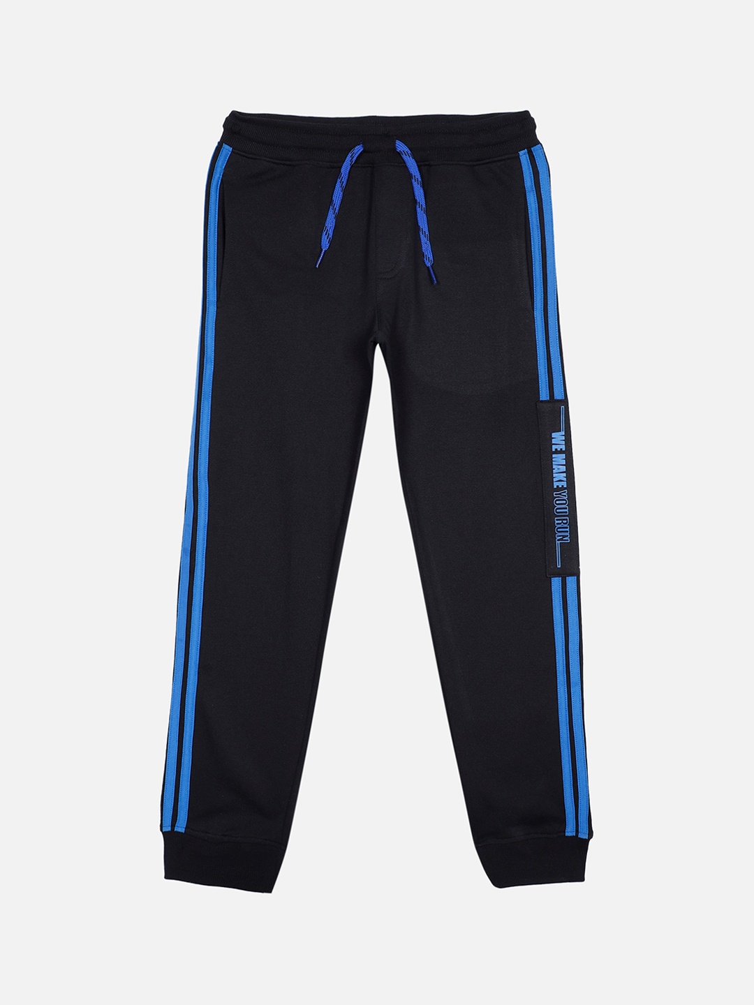 

PROTEENS Boys Black & Blue Solid Antiviral & Antibacterial Slim Fit Joggers