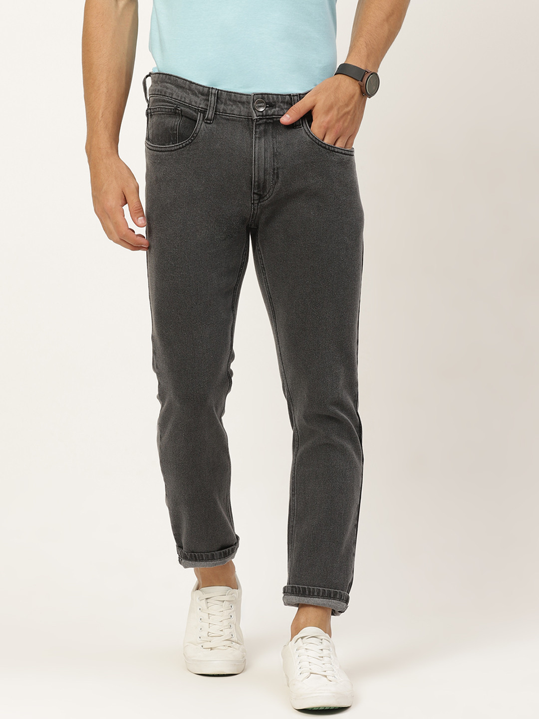 

SINGLE Men Charcoal Grey Slim Fit Stretchable Jeans
