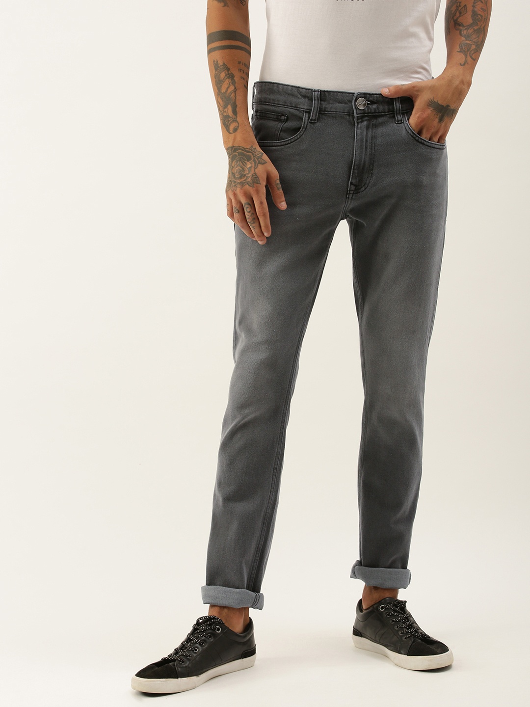 

SINGLE Men Grey Slim Fit Light Fade Jeans