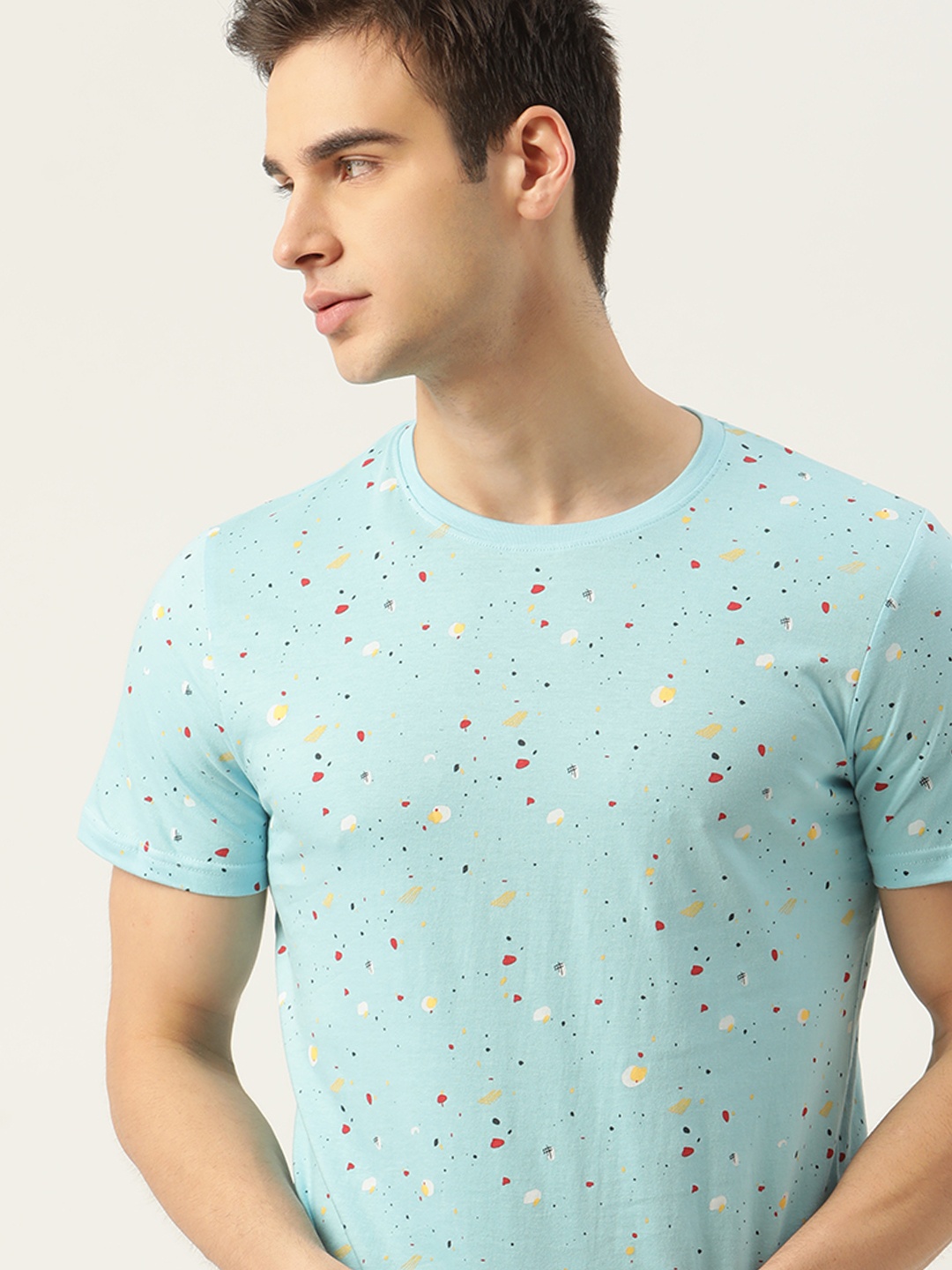 

SINGLE Men Blue Printed Pure Cotton T-shirt