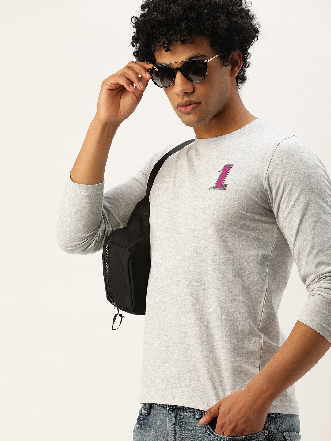 

SINGLE Men White Slim Fit Pure Cotton T-shirt