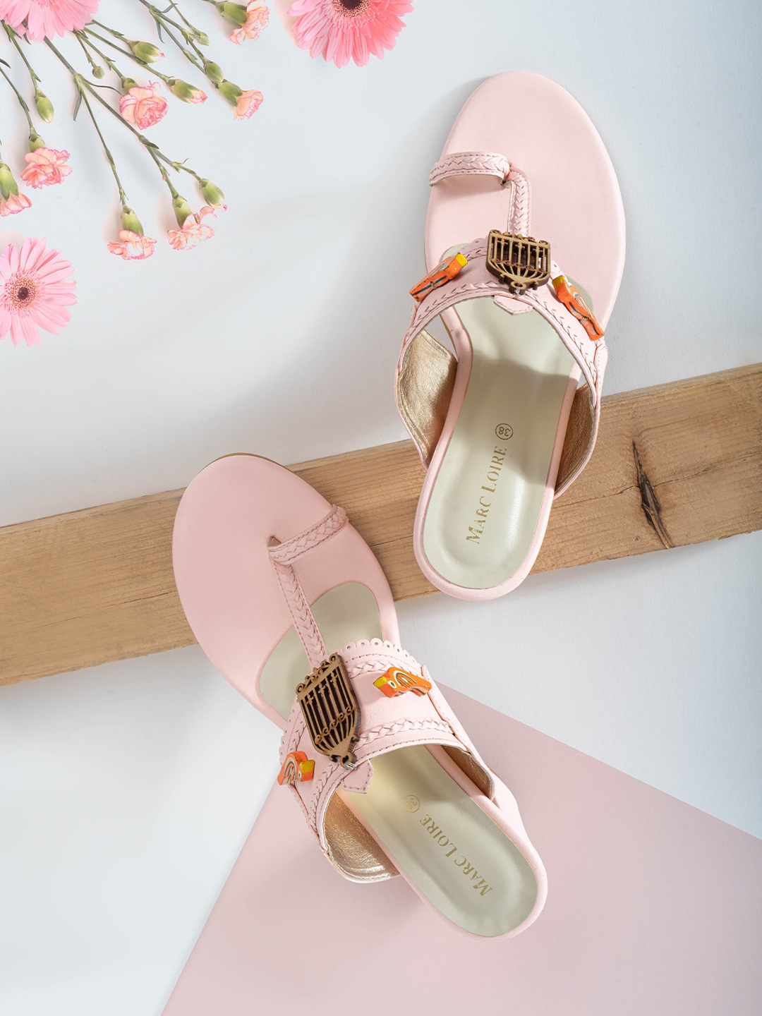 

Marc Loire Women Pink Embellished Ethnic Block Heels