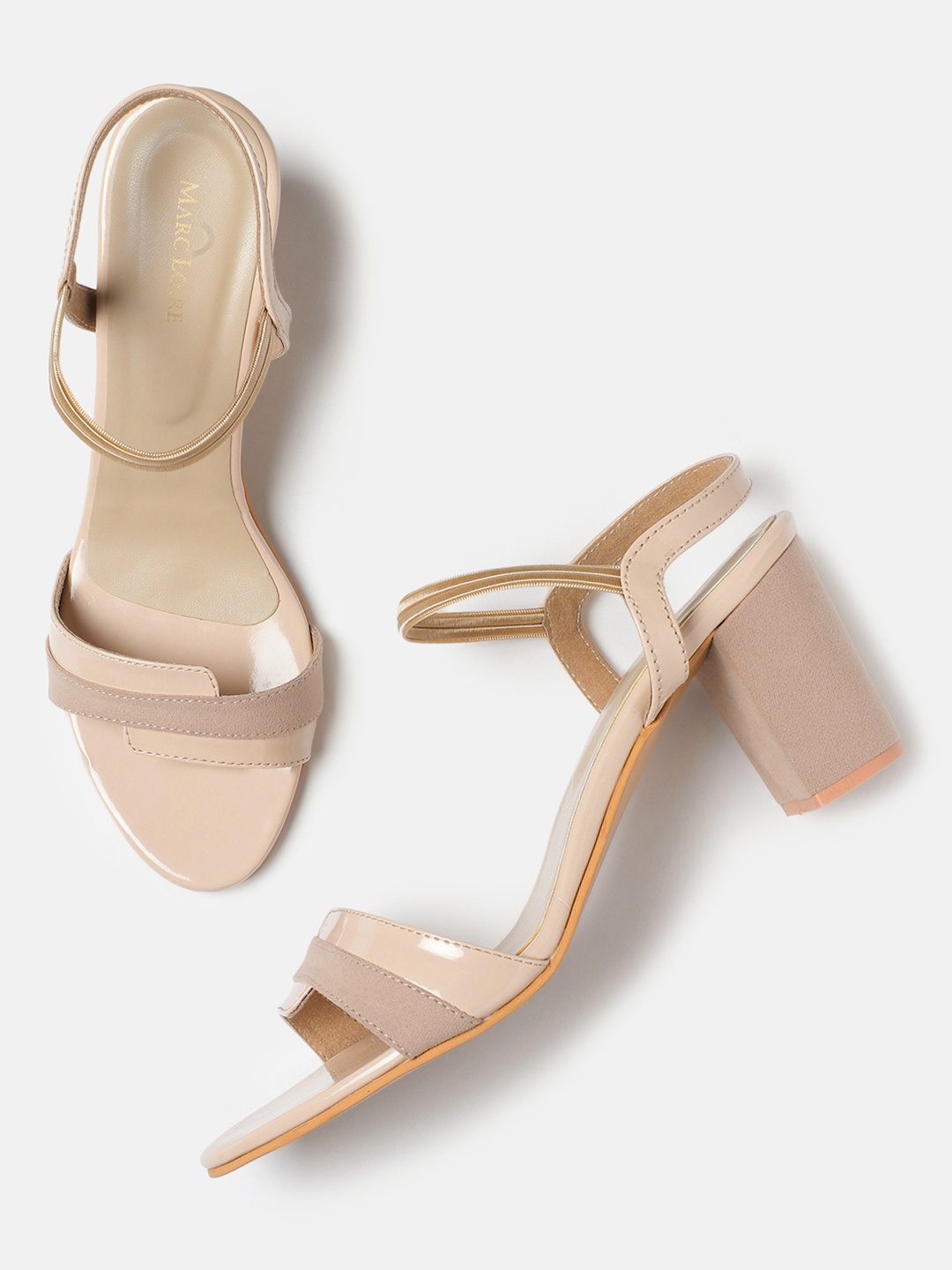 

Marc Loire Women Cream-Coloured Striped Block Heels