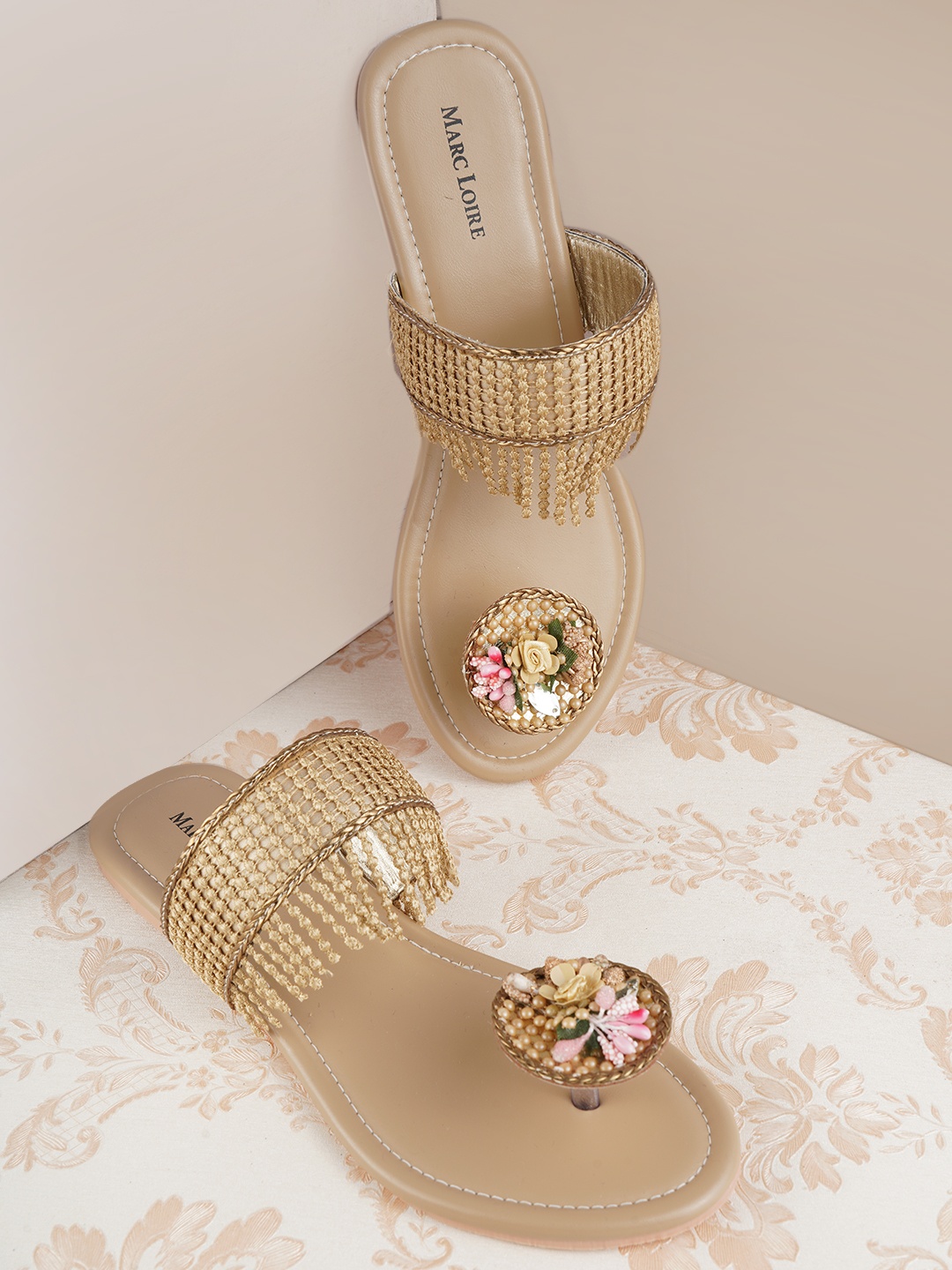 

Marc Loire Women Beige Embellished One Toe Flats