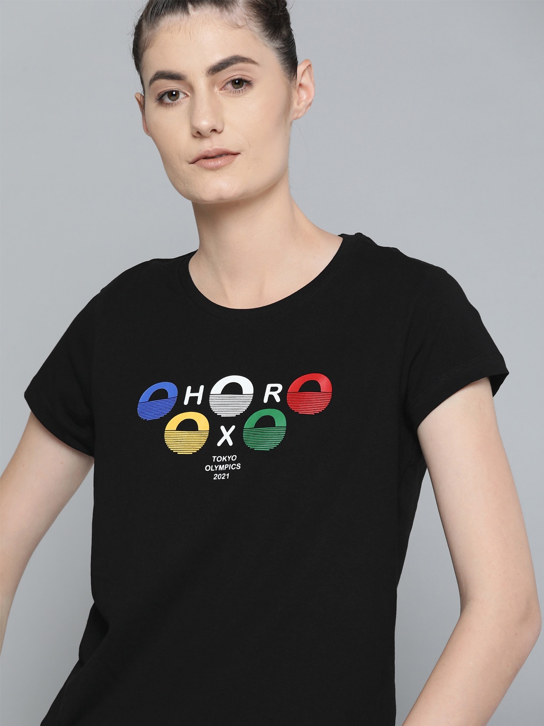 

HRX By Hrithik Roshan Women Jet Black Solid Bio-Wash Lifestyle Tshirt