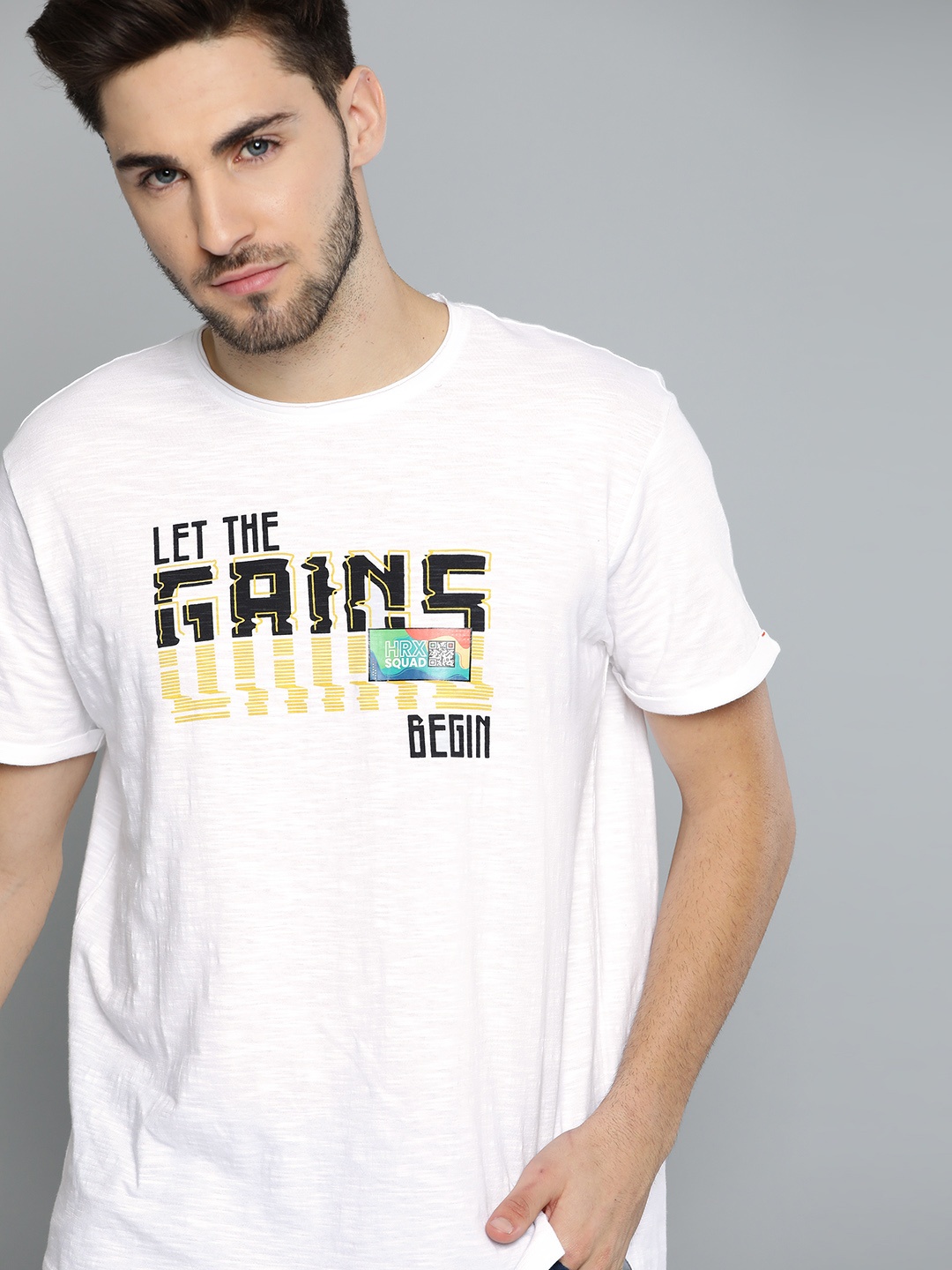 

HRX By Hrithik Roshan Men Optic White Typographic Bio-Wash Lifestyle Tshirt
