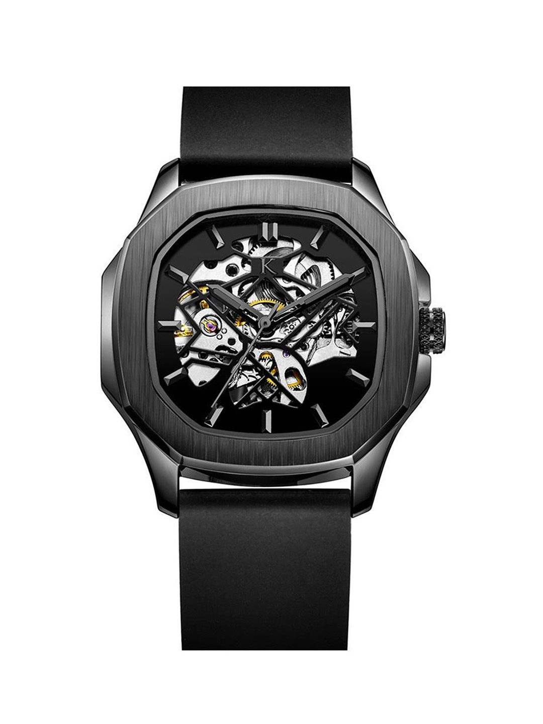 

KREDO Men OTUS Blacked Out Automatic Skeleton Analogue Watch-KW065, Black