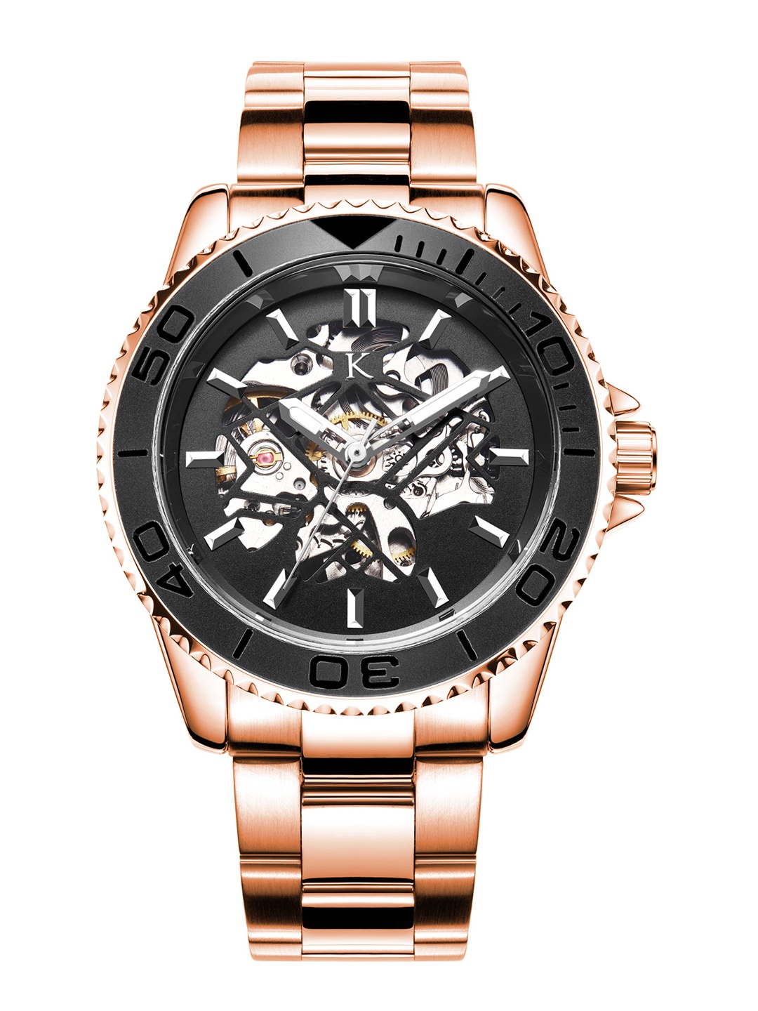 

KREDO Men FORTE Rose Gold Automatic Skeleton Analogue Watch-KW036, Black