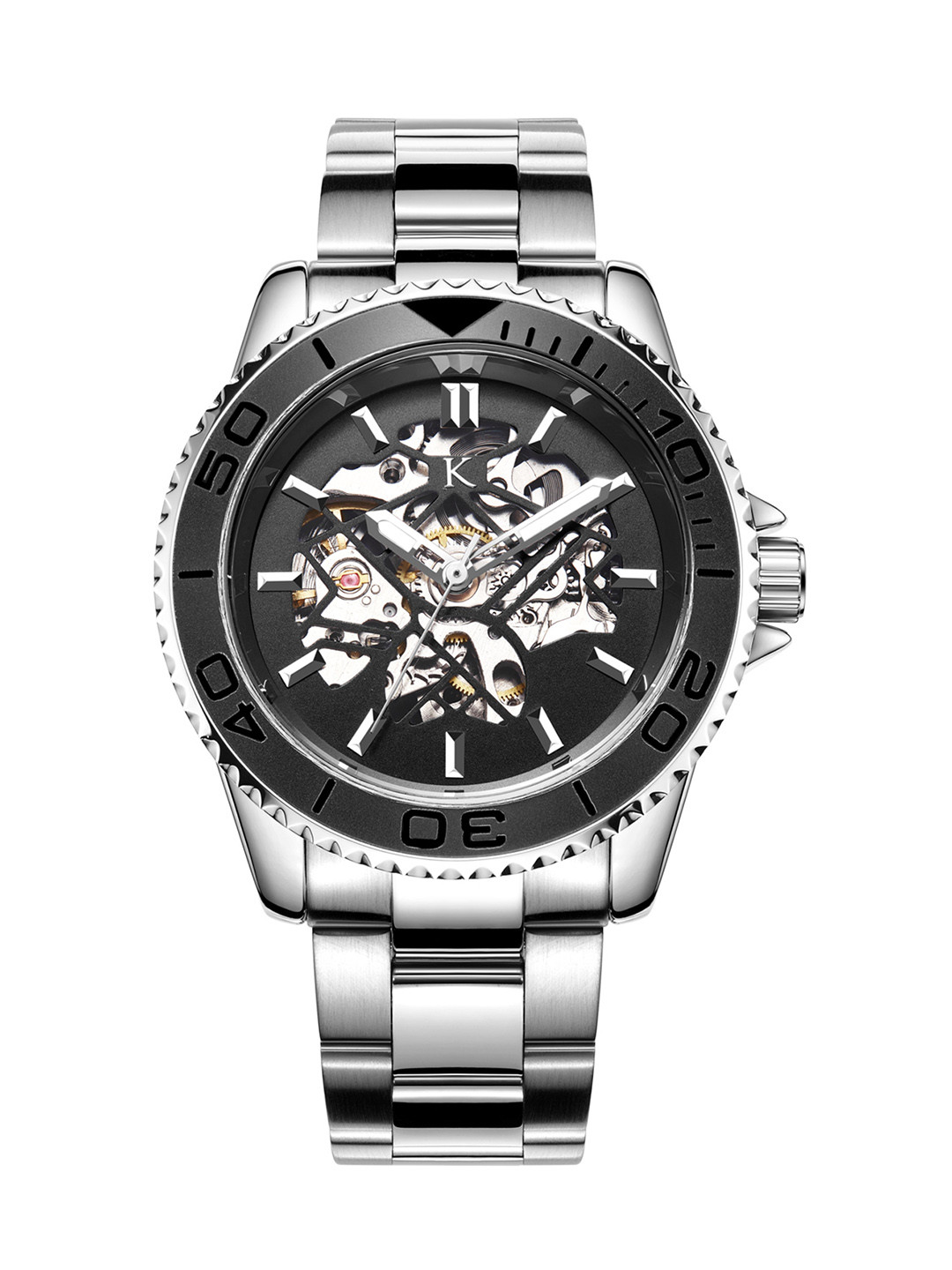

KREDO Men FORTE Silver Automatic Skeleton Analogue Watch-KW039