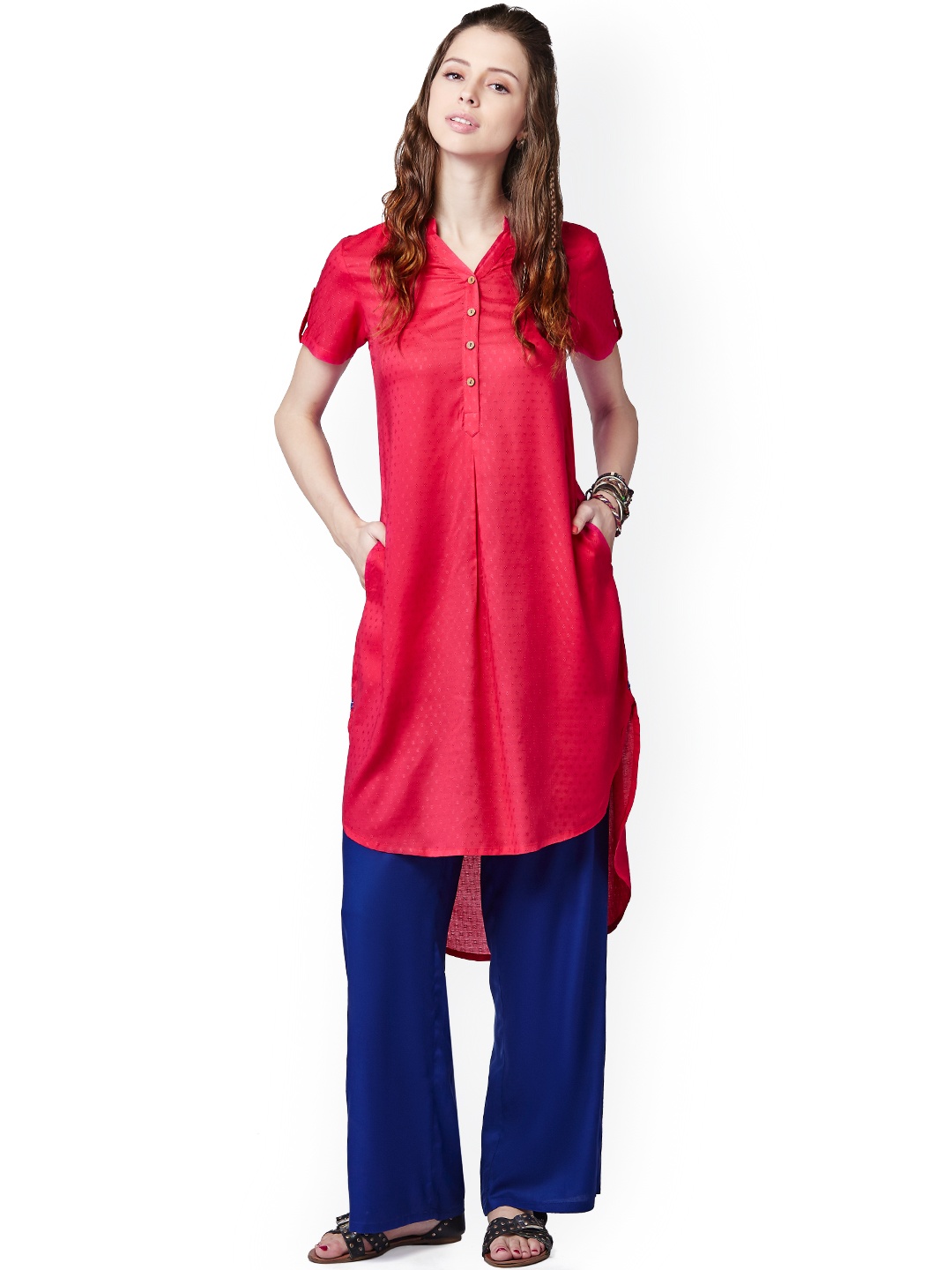 

Global Desi Pink High-Low Kurta