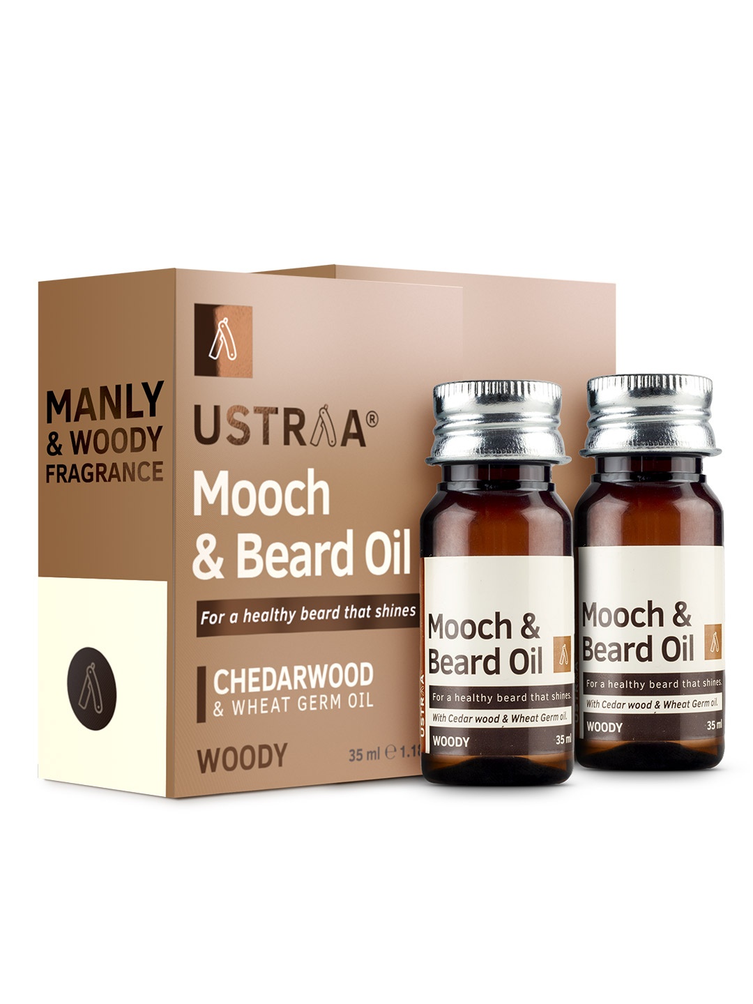 

Ustraa Beard & Mooch Oil Woody 35 ml Set of 2, Brown