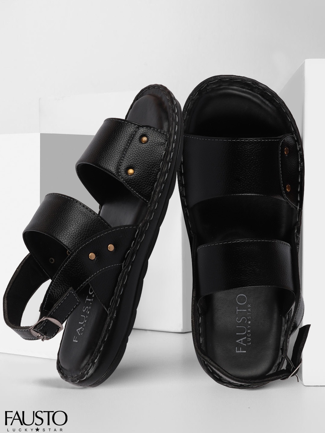 

FAUSTO Men Black Outdoor Comfort Sandals