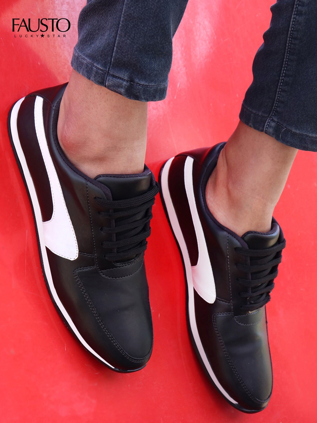 

FAUSTO Men Black Printed Sneakers