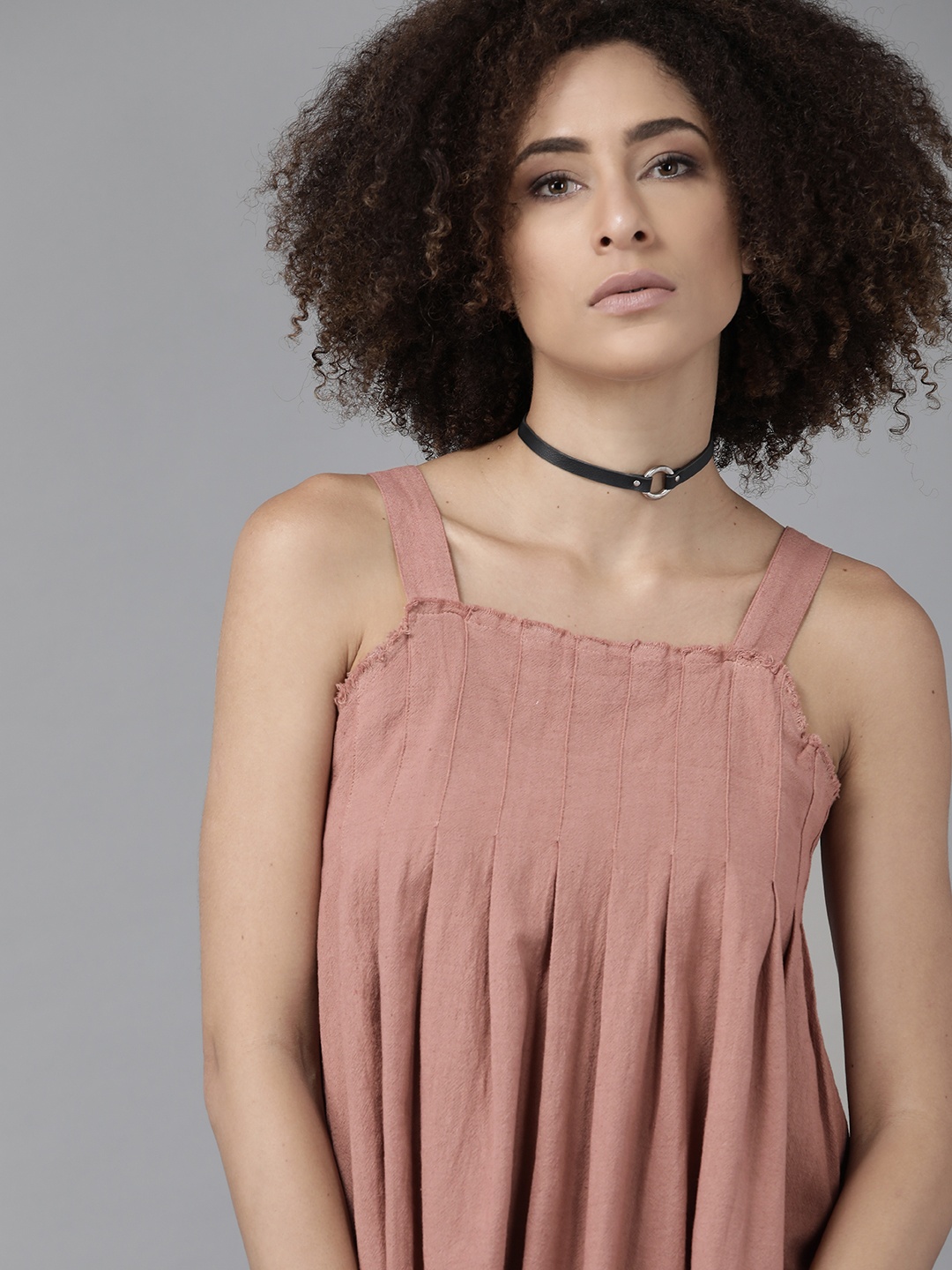 

Roadster Women Mauve Solid Pure Cotton A-Line Top