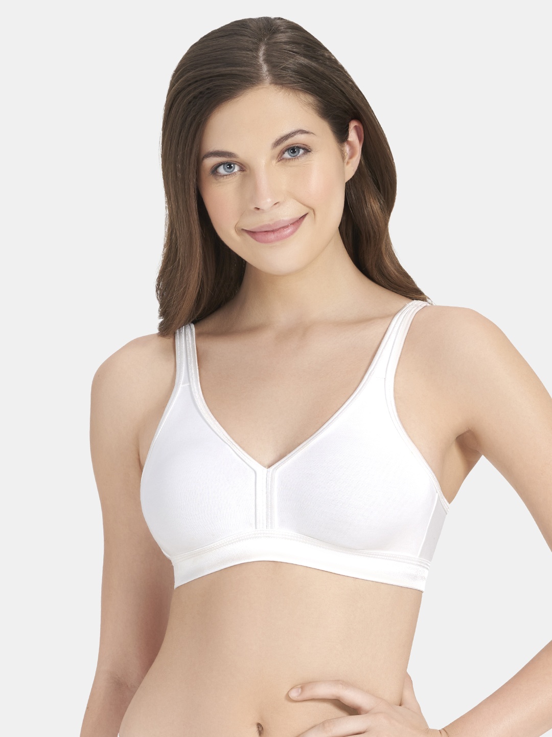 

Amante Solid Non Padded V-Neck Super Support Bra - BRA76401, White