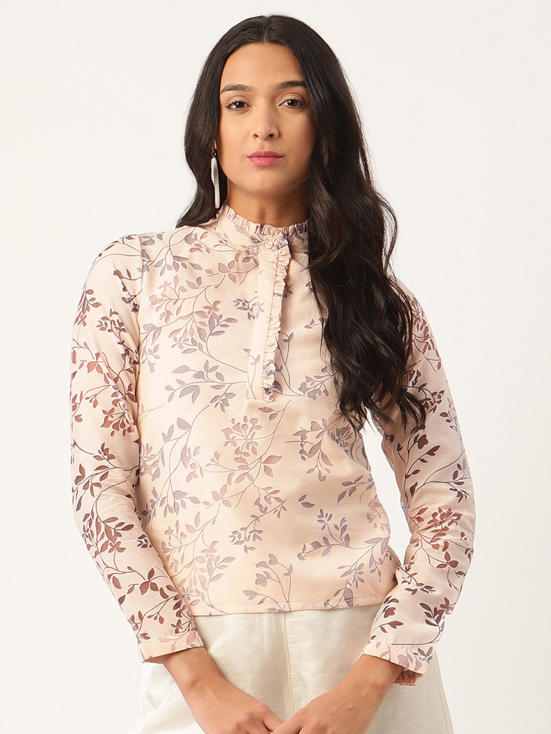 

ROOTED Women Pink Tropical Printed Shirt Style Top