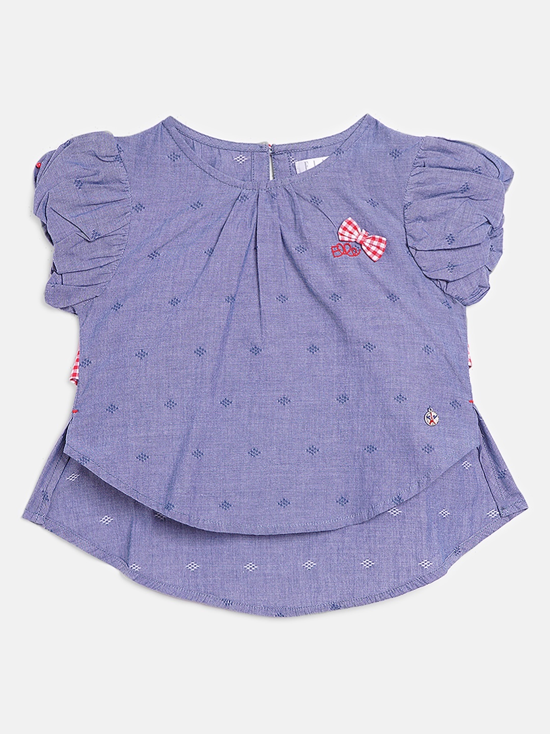 

ELLE Girls Blue Puff Sleeves A-Line Top