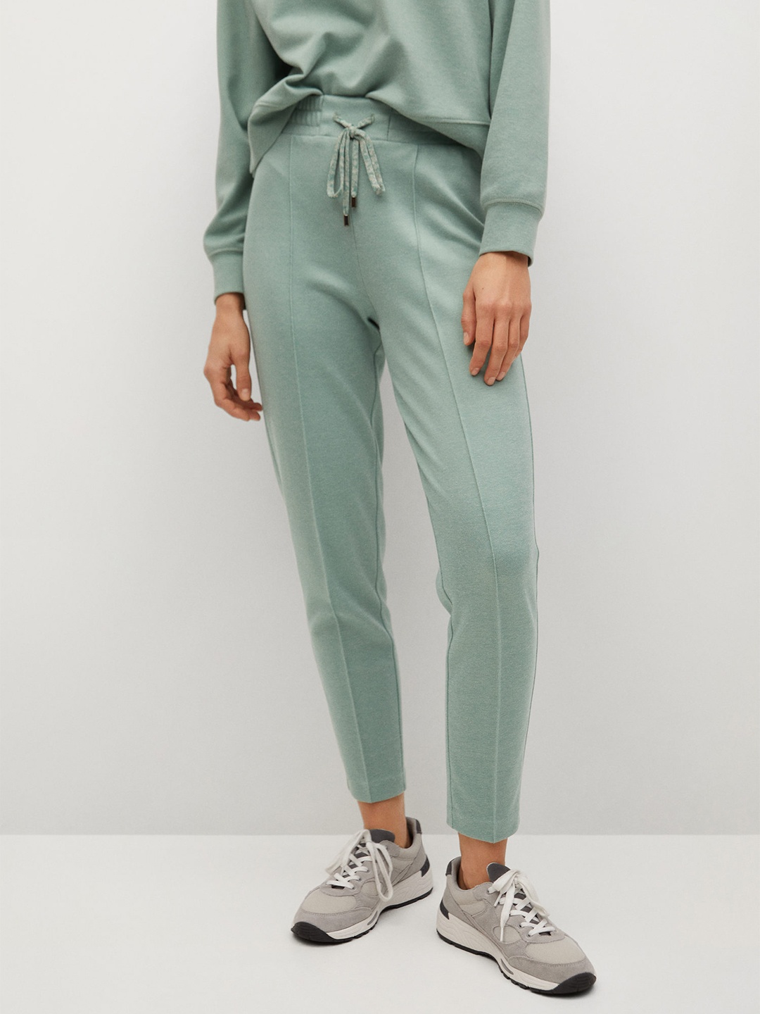 

MANGO Women Green Solid Sustainable Cropped Track Pants