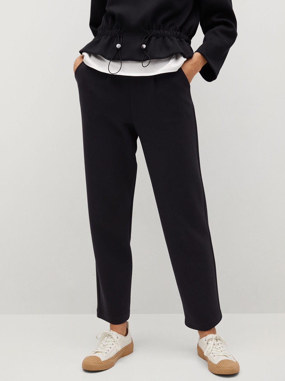 

MANGO Women Black Sustainable Regular Fit Solid Trousers