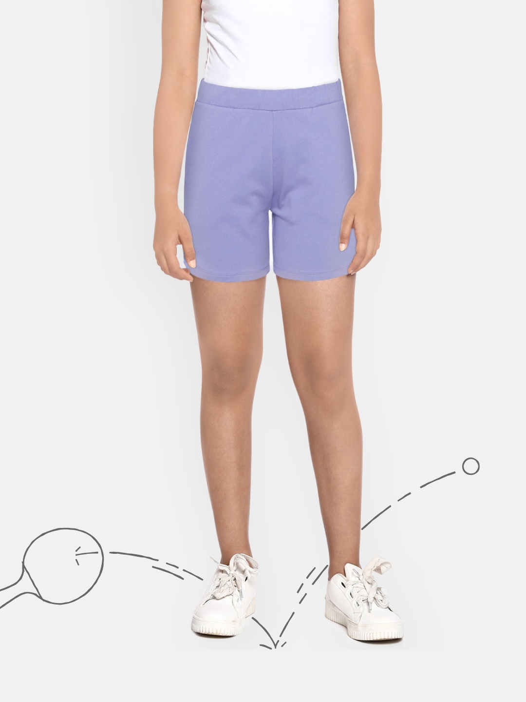 

HRX By Hrithik Roshan U-17 Girls Jacaranda Slim Fit Bio-Wash Pure Cotton Lifestyle Shorts, Lavender