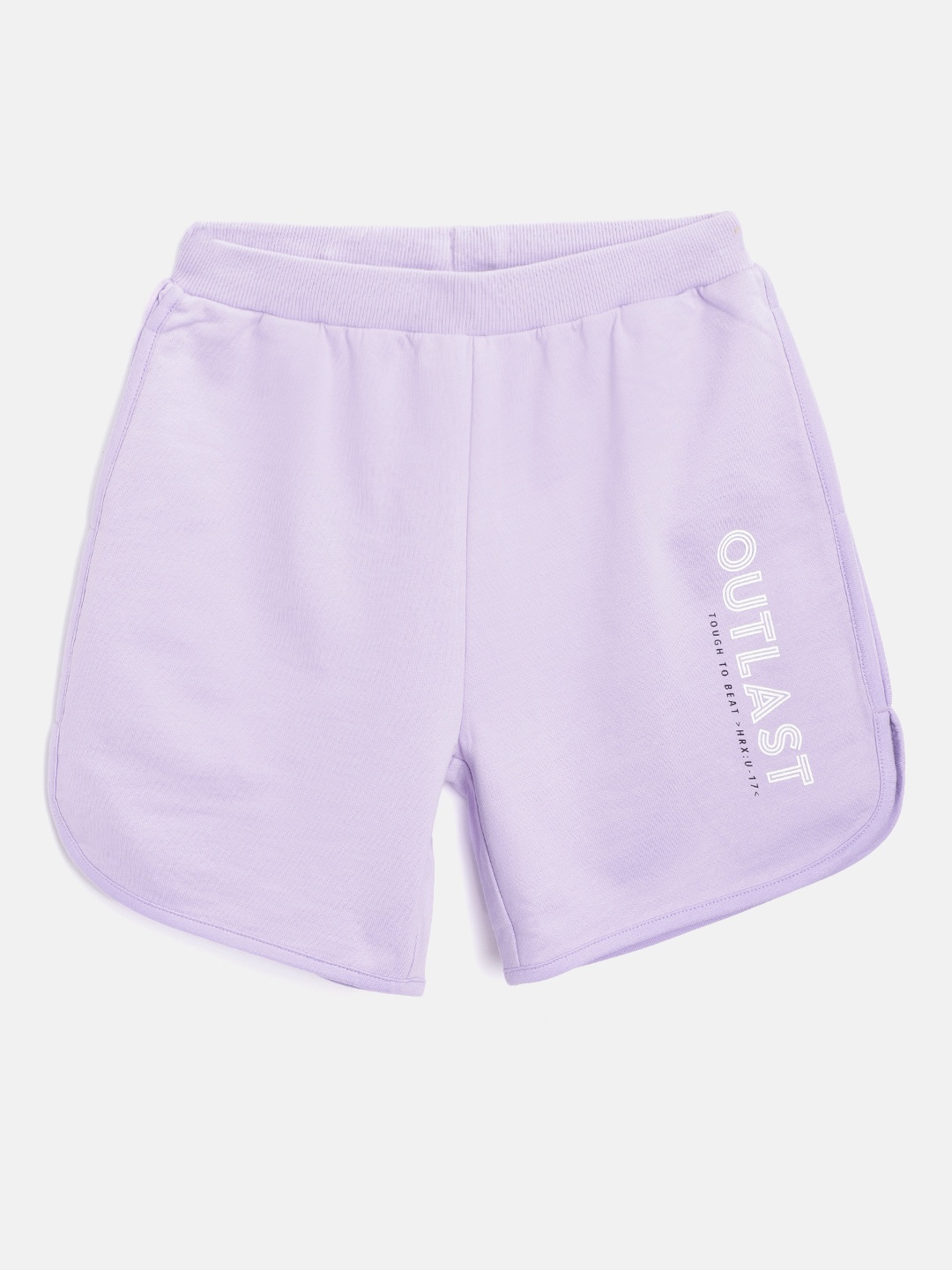 

HRX by Hrithik Roshan U-17 Girls Lavender Solid Tapered Fit Rapid-Dry Lifestyle Shorts