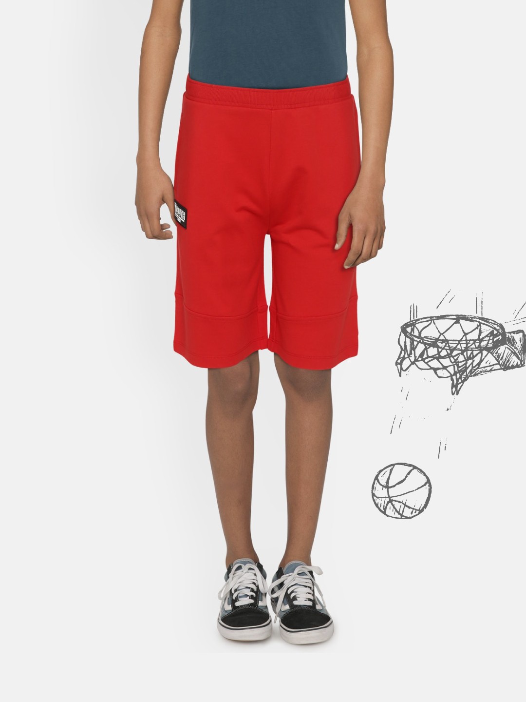 

HRX By Hrithik Roshan U-17 Boys High Risk Red Solid Oversized Bio-Wash Lifestyle Shorts