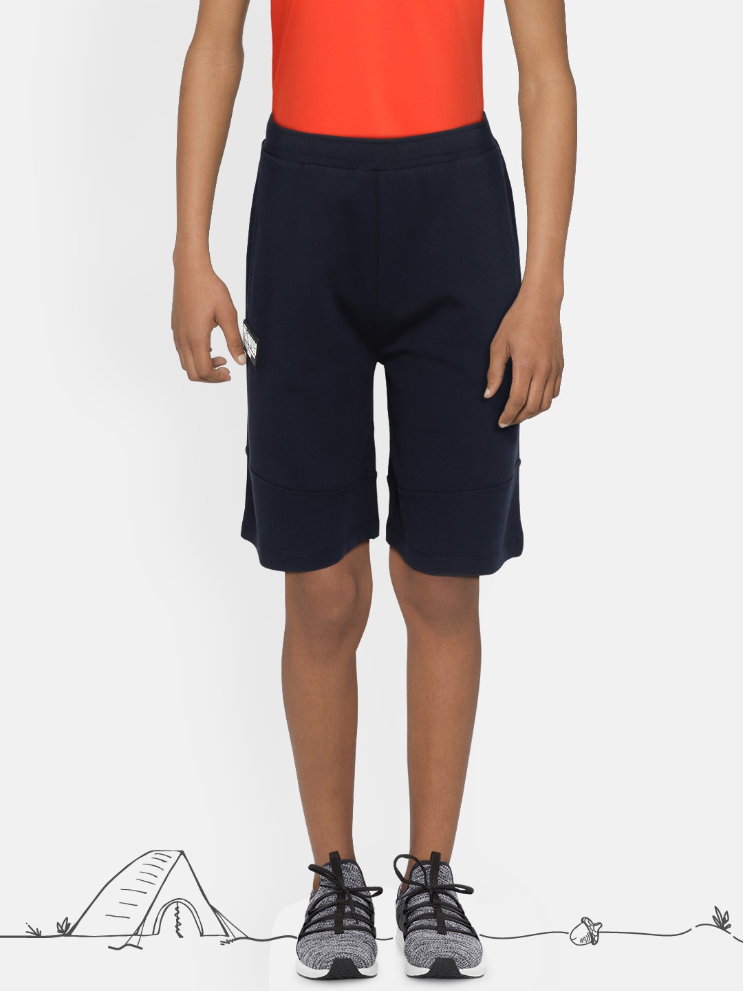 

HRX By Hrithik Roshan U-17 Boys Dress Blue Solid Oversized Bio-Wash Lifestyle Shorts, Navy blue
