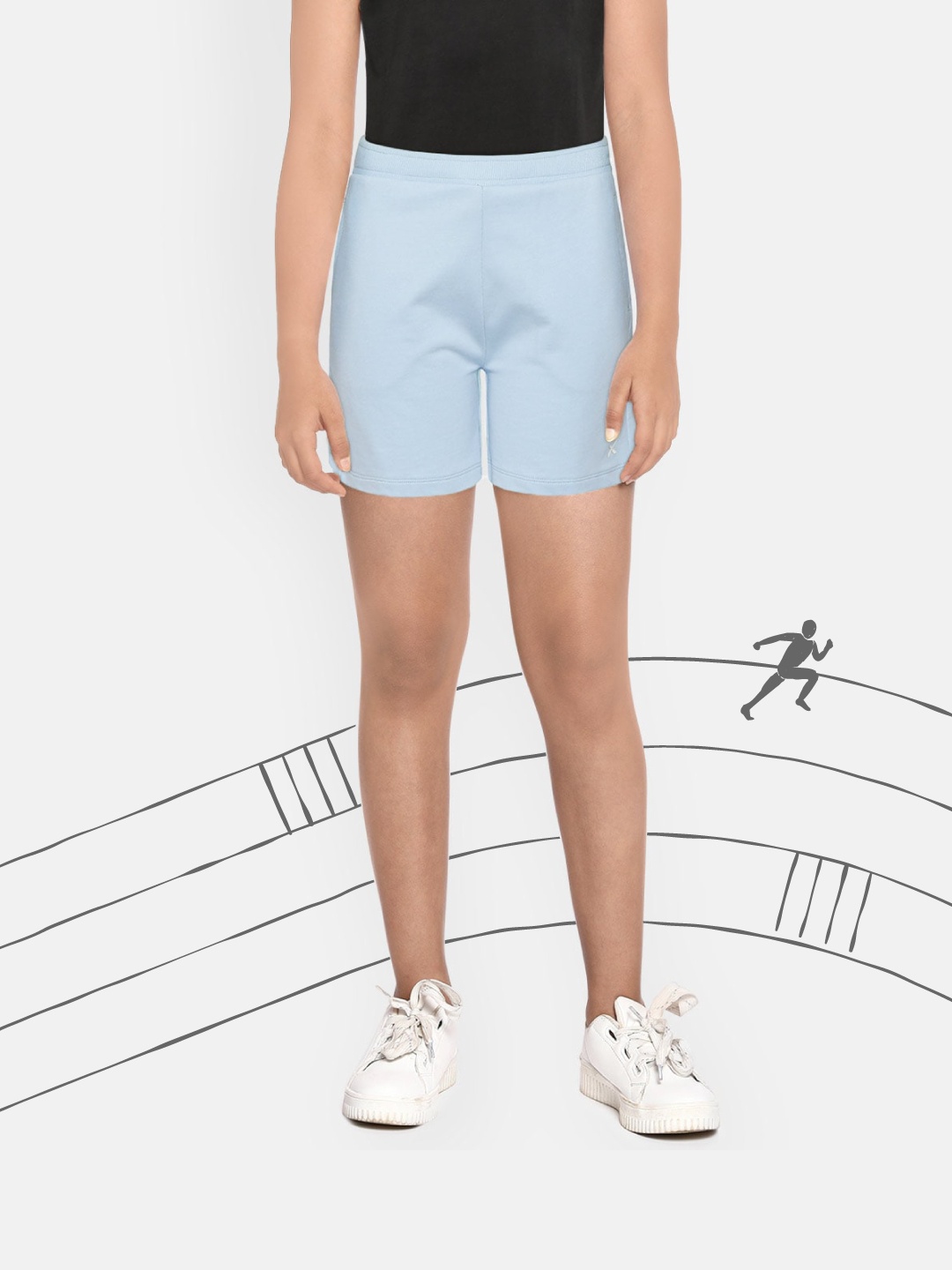 

HRX By Hrithik Roshan U-17 Girls Crystal Blue Solid Lycra Bio-Wash Lifestyle Shorts