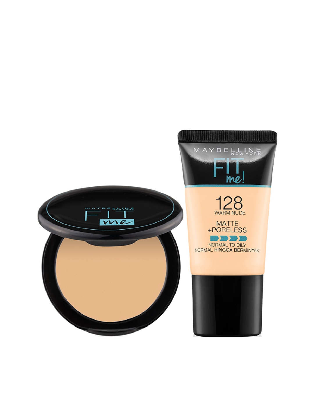 

Maybelline Fit Me Matte+Poreless SPF 22 Liquid Foundation & SPF 28 Compact Powder - 128, Beige