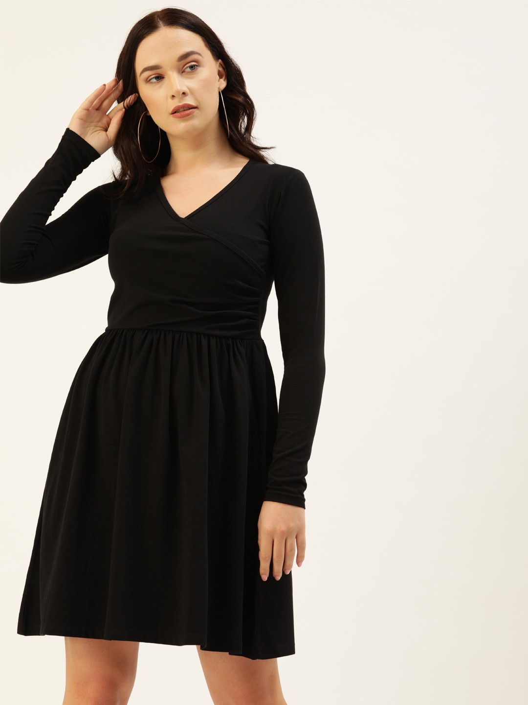 

The Dry State Women Black Solid Fit and Flare Dress