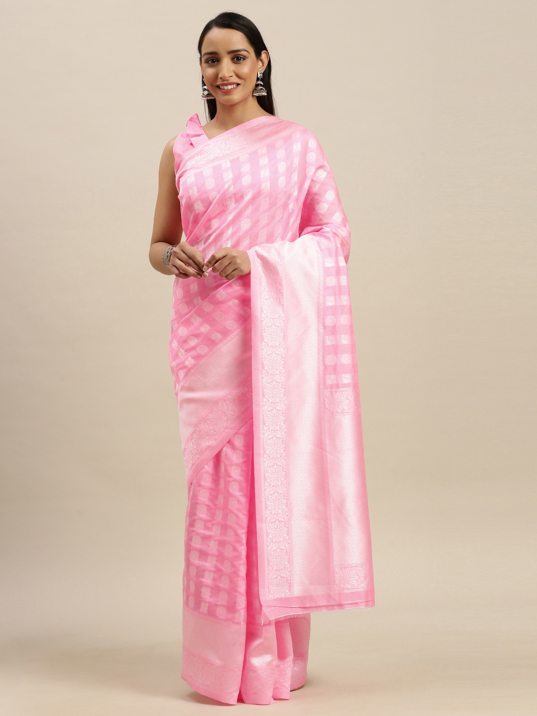 

Mitera Pink Pure Silk Woven Design Kota Saree