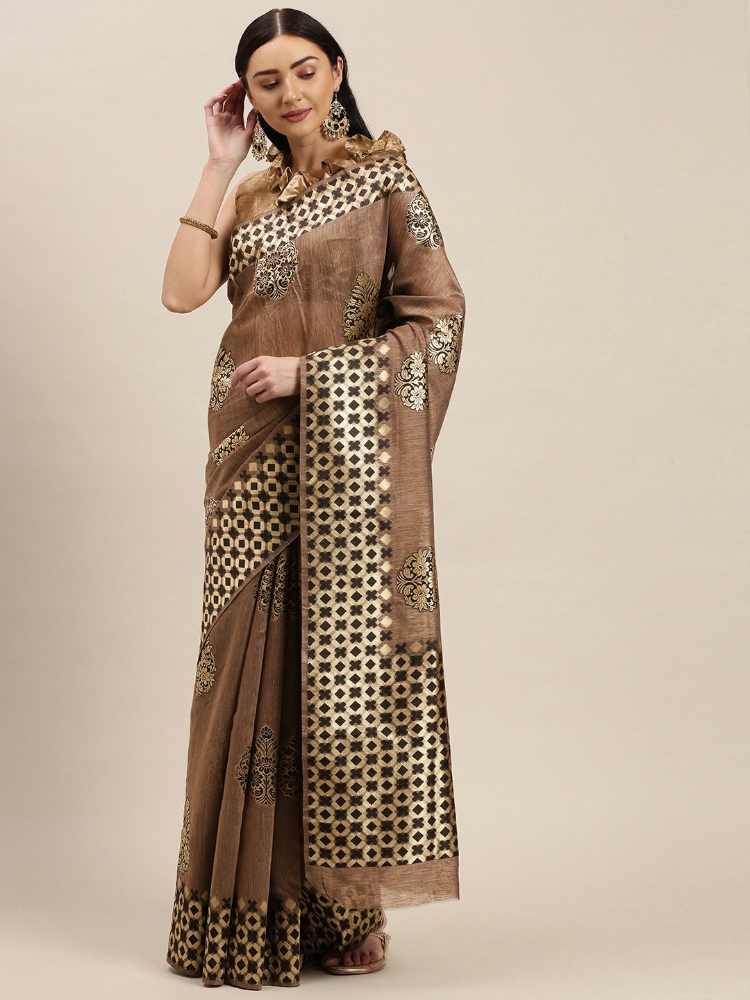 

Mitera Brown Woven Design Kanjeevaram Saree