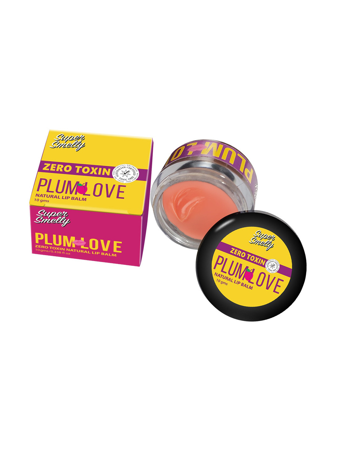 

Super Smelly Zero Toxin Plum Love Natural Lip Balm, Peach