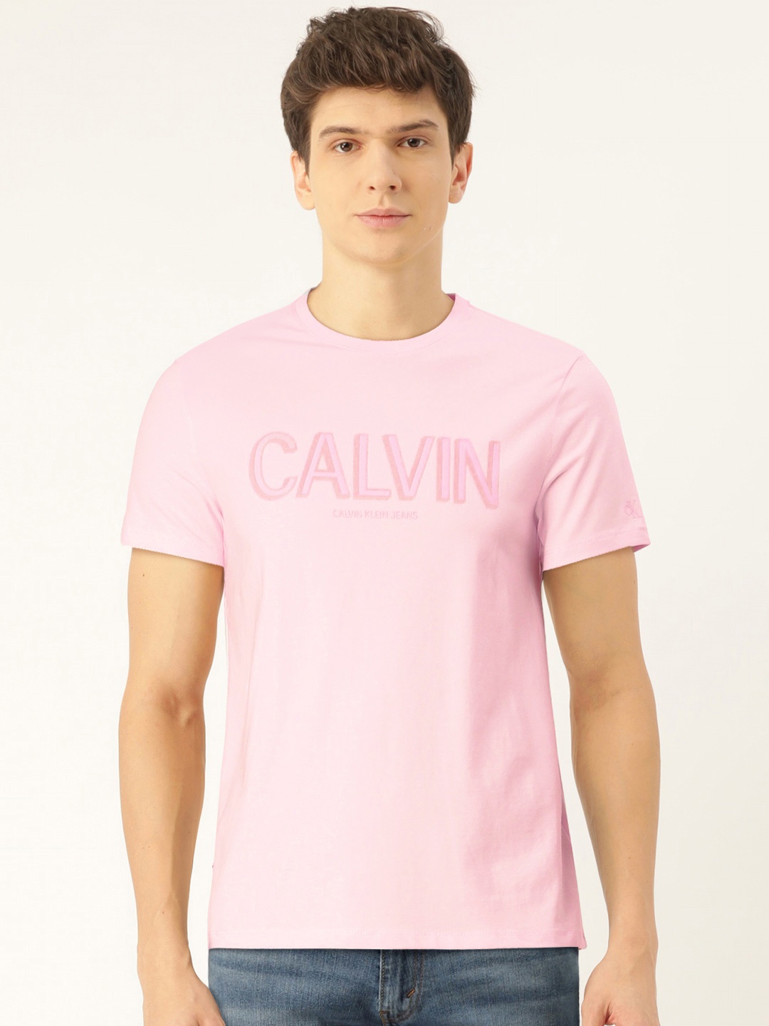 

Calvin Klein Jeans Men Pink Printed Round Neck T-shirt