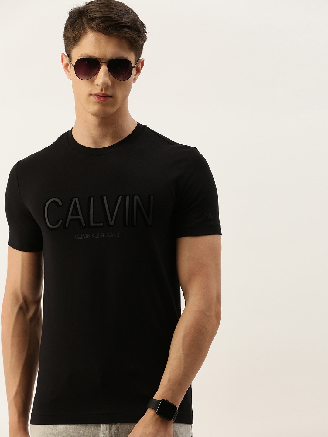 

Calvin Klein Jeans Men Black Printed Round Neck T-shirt