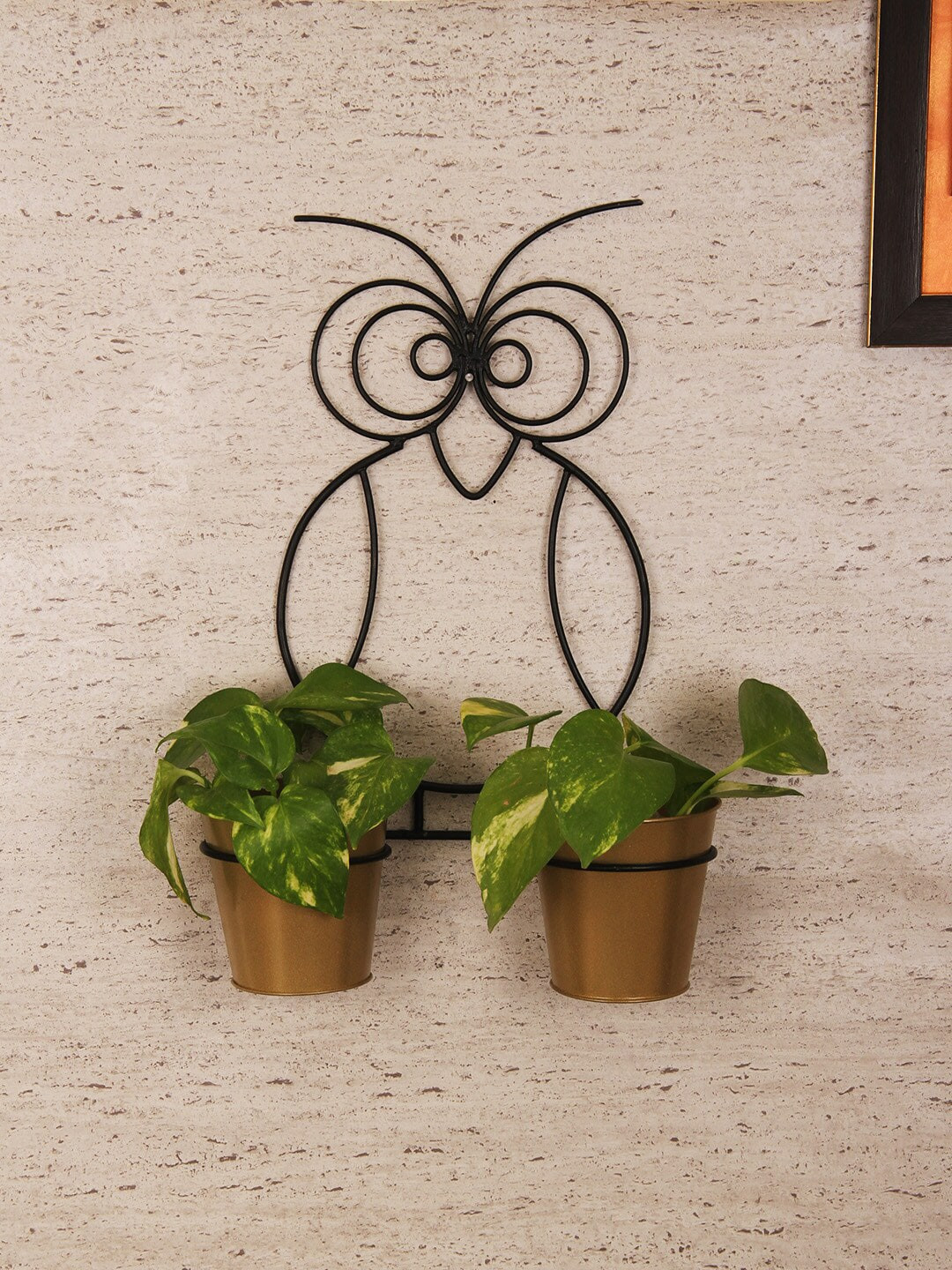 

TIED RIBBONS Set Of 2 Copper-Toned Planters with Owl Stand